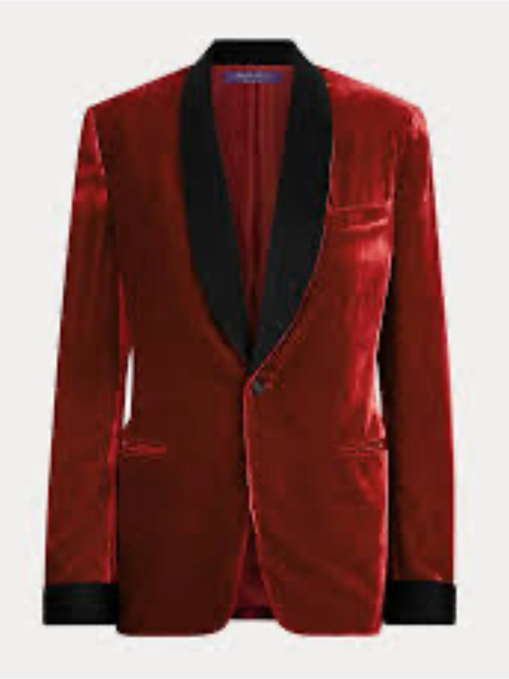 RARE RALPH LAUREN PURPLE LABEL RED VELVET TUXEDO JACKET BLACK SHAWL LAPELS 4 6